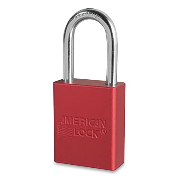 American Lock A1106KARED-09226 Anodized Aluminum Safety Padlock, 1/4 in dia, 1-1/2 in L, 25/32 in W, Red, Keyed Alike