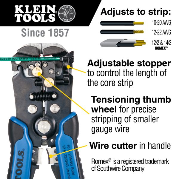 Klein Tools 11061 Wire Stripper and Cutter, Self-Adjusting