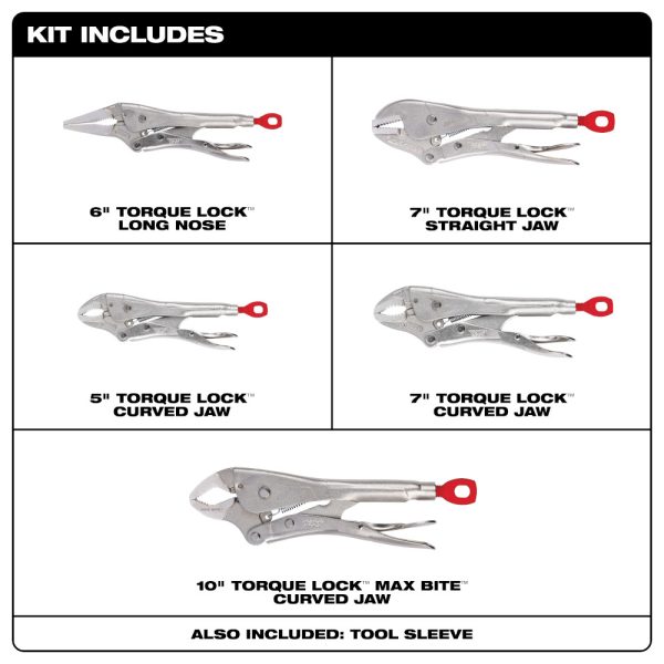 Milwaukee 48-22-3695 5 Pc. TORQUE LOCK™ LOCKING PLIERS KIT