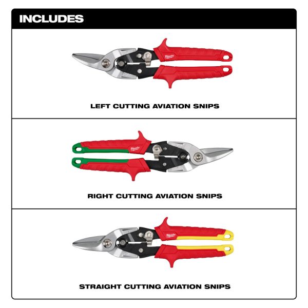 Milwaukee 48-22-4563 3PC Aviation Snip Set