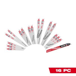 Milwaukee 49-22-1216D SAWZALL Blade Set - 16PC w/9" TORC NITRU SAWZALL Blade