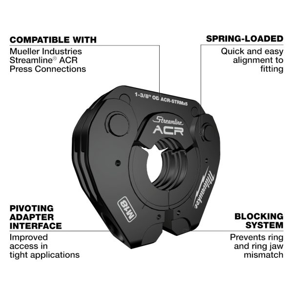 Milwaukee 49-16-2661MX 1/4" - 7/8" Streamline® ACR Pivoting Press Ring Kit for M18™ FORCE LOGIC™ Press Tool