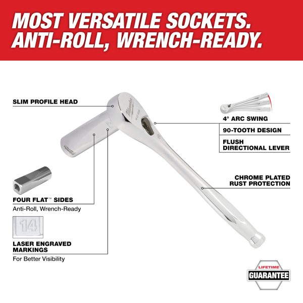 Milwaukee 48-22-9487 47pc 1/2" Drive Ratchet & Socket Set with PACKOUT™ Low-Profile Organizer