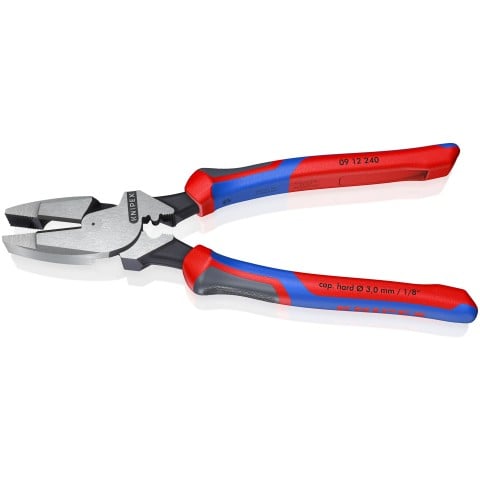KNIPEX 09 012 240 1/16 9 1/2" High Leverage Lineman's Pliers New England with Fish Tape Puller & Crimper