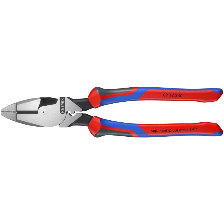 KNIPEX 09 012 240 1/16 9 1/2" High Leverage Lineman's Pliers New England with Fish Tape Puller & Crimper