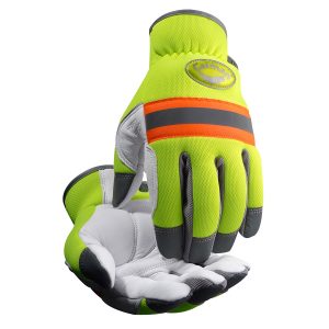 PIP 2908 Caiman® Sheep Grain Leather Palm Hi-Vis Yellow Spandex Back Reflective Trim Foam Insulation