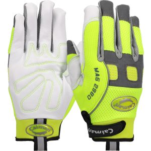 PIP 2980 Caiman® MAG™ Multi-Activity Glove with White Goat Grain Leather Padded Palm and Hi-Vis Yellow AirMesh™ Back
