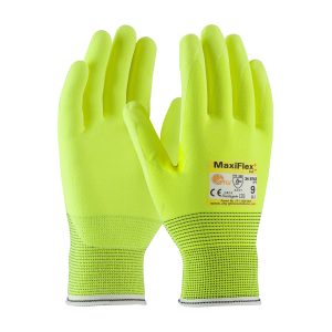 PIP 34-8743FY MaxiFlex Cut Hi-Vis, Nitrile Coated MicroFoam Grip Gloves, 12 Pack