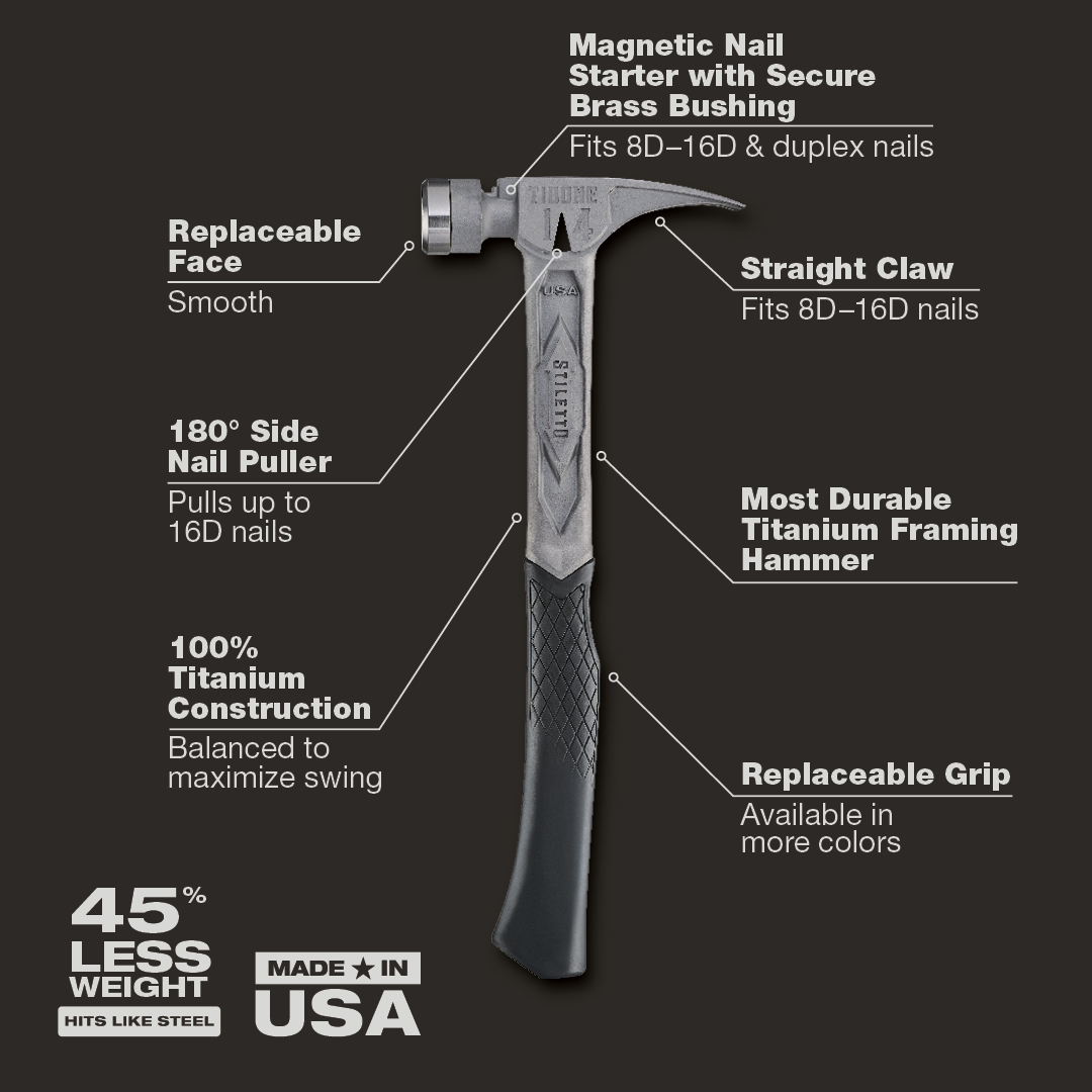 Stiletto TIB14RSC 14oz TIBONE™ Smooth/Curved Titanium