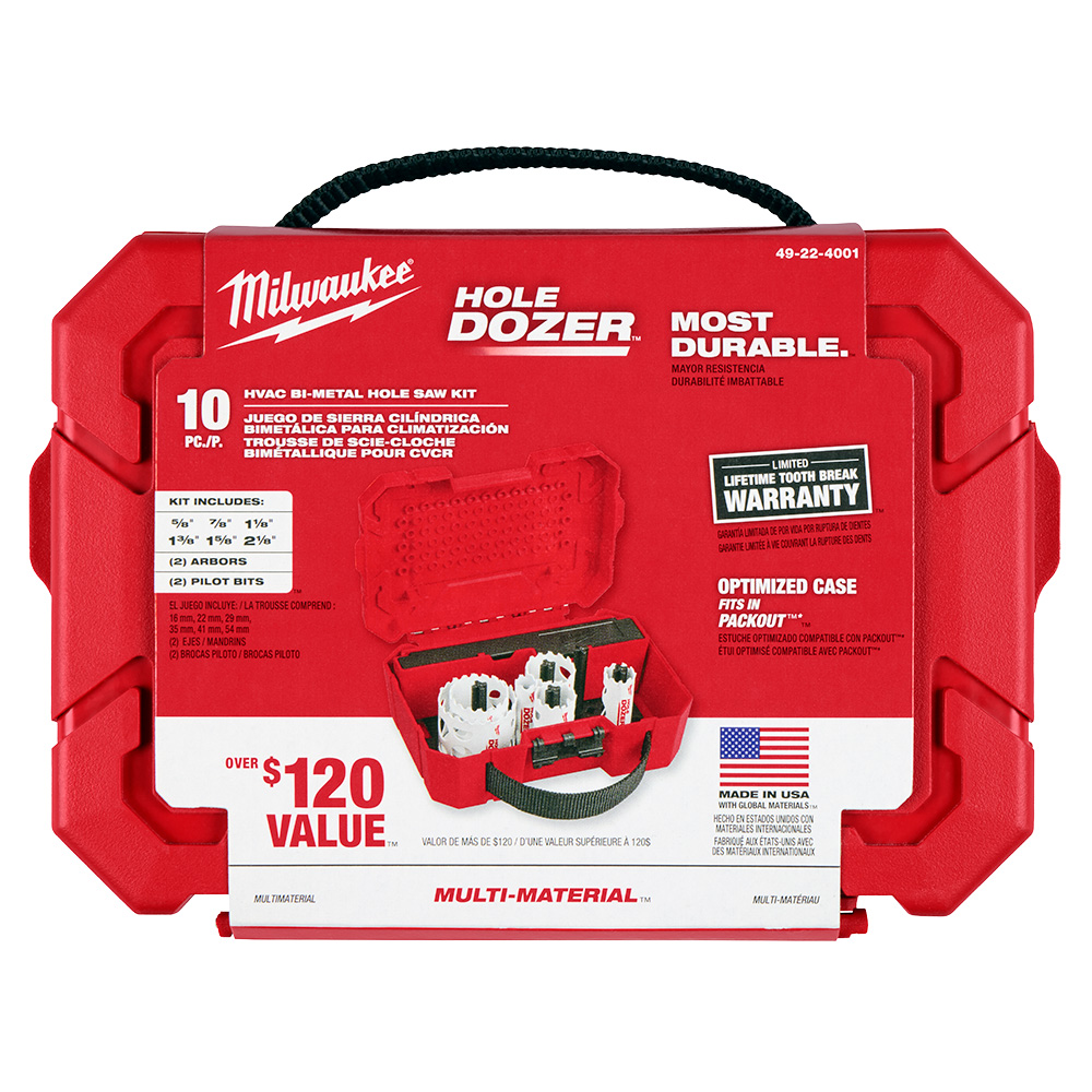 Milwaukee 49-22-4001 10 PC HOLE DOZER™ HVAC Hole Saw Kit