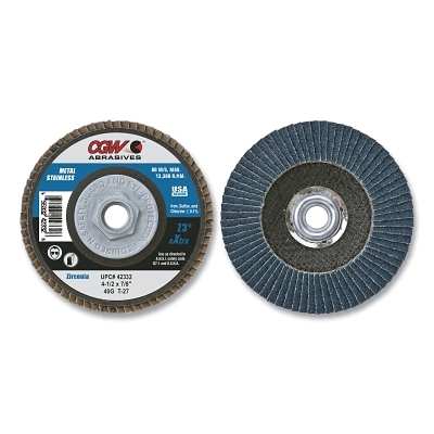 CGW Abrasives 42302 4-1/2" x 7/8" eXtra Z3® Zirconia Flap Disc 10 Pack