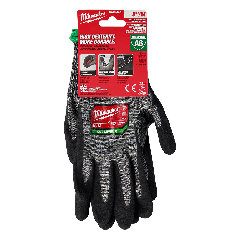 Milwaukee Cut Level 6 High-Dexterity Nitrile Dipped Gloves