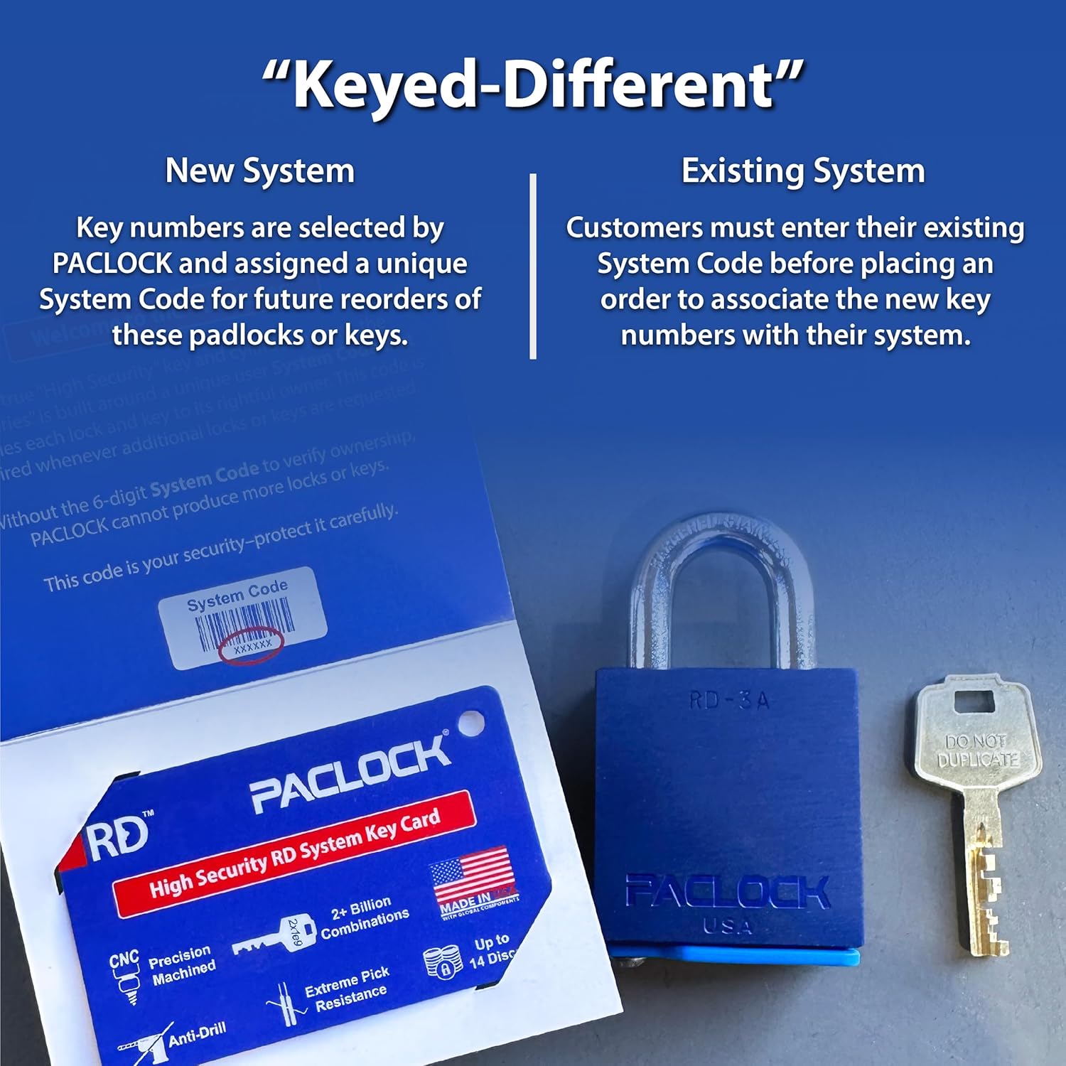 PACLOCK RD-3S Stainless Steel Padlock High Security Rotating Disc Cylinder 3/8" Diameter Hard Stainless Steel Shackle