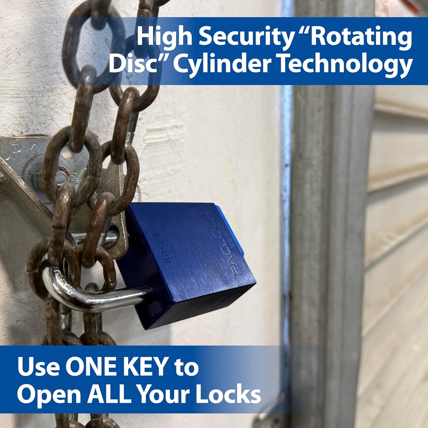 PACLOCK RD-3S Stainless Steel Padlock High Security Rotating Disc Cylinder 3/8" Diameter Hard Stainless Steel Shackle