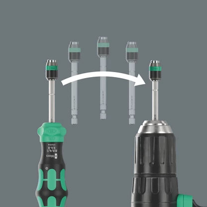 Wera 05051515001 Bit Holding Screwdriver Kraftform Kompakt 25 RA-R with pouch 6 Pieces