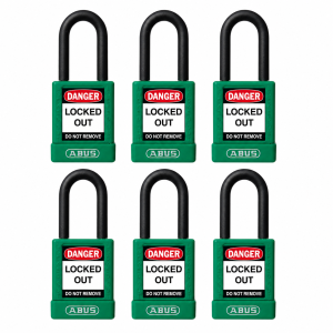 ABUS 74/40 Insulated Safety Lockout Padlock 6-Pack Green 1-1/2″ Shackle Keyed Alike (19255)