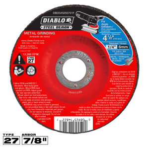 Diablo DBDS45250701F - 4-1/2" Type 27 Steel Demon™ Metal Grinding Disc