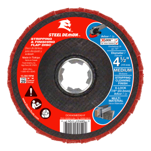 Diablo DCX045MEDX01F - Diablo Steel Demonâ„¢ 4-1/2" Medium Grit Stripping and Finishing Flap Disc for X-LOCKâ„¢ and 7/8" Arbor Angle Grinders