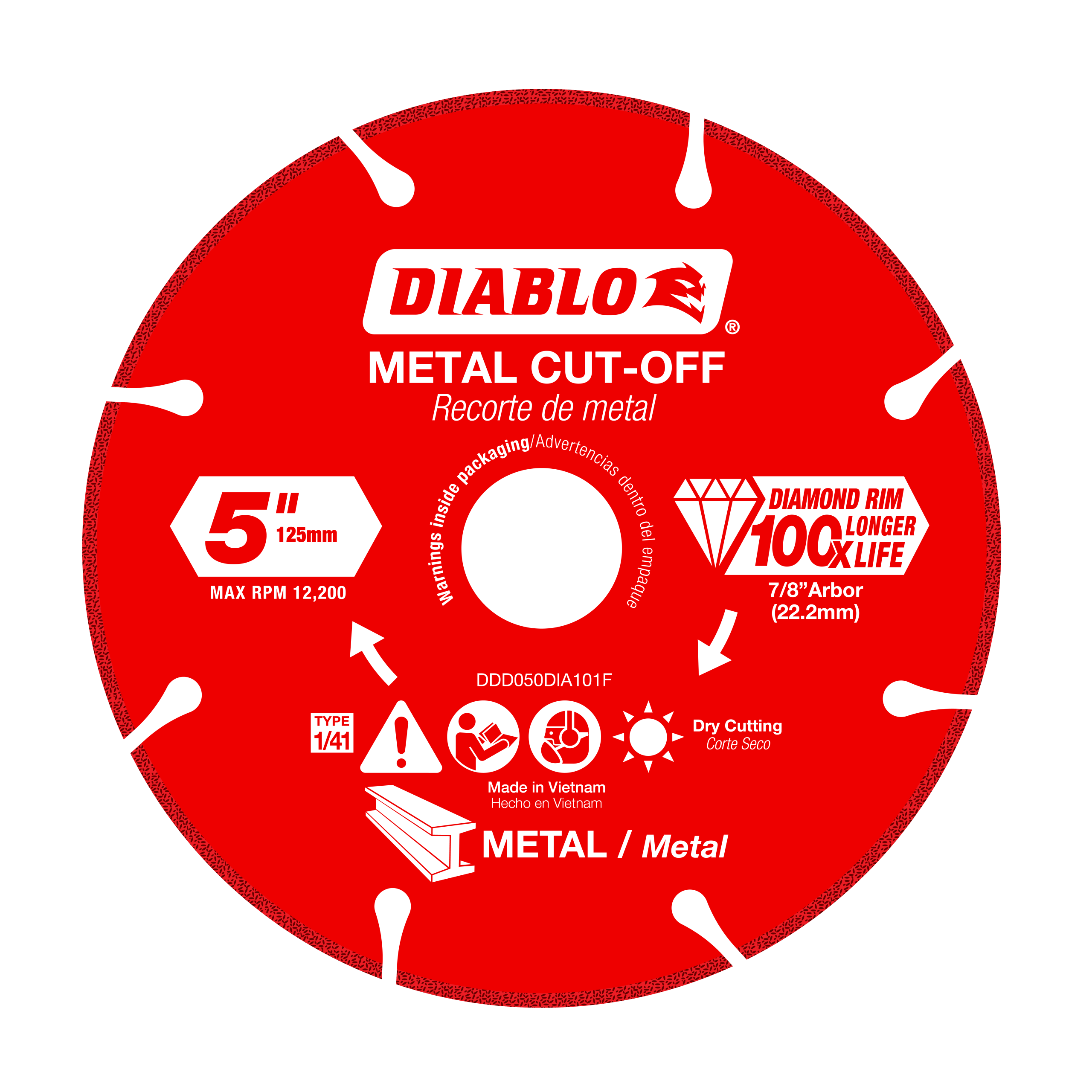 Diablo DDD050DIA101F - 5" Diamond Metal Cut-Off Disc