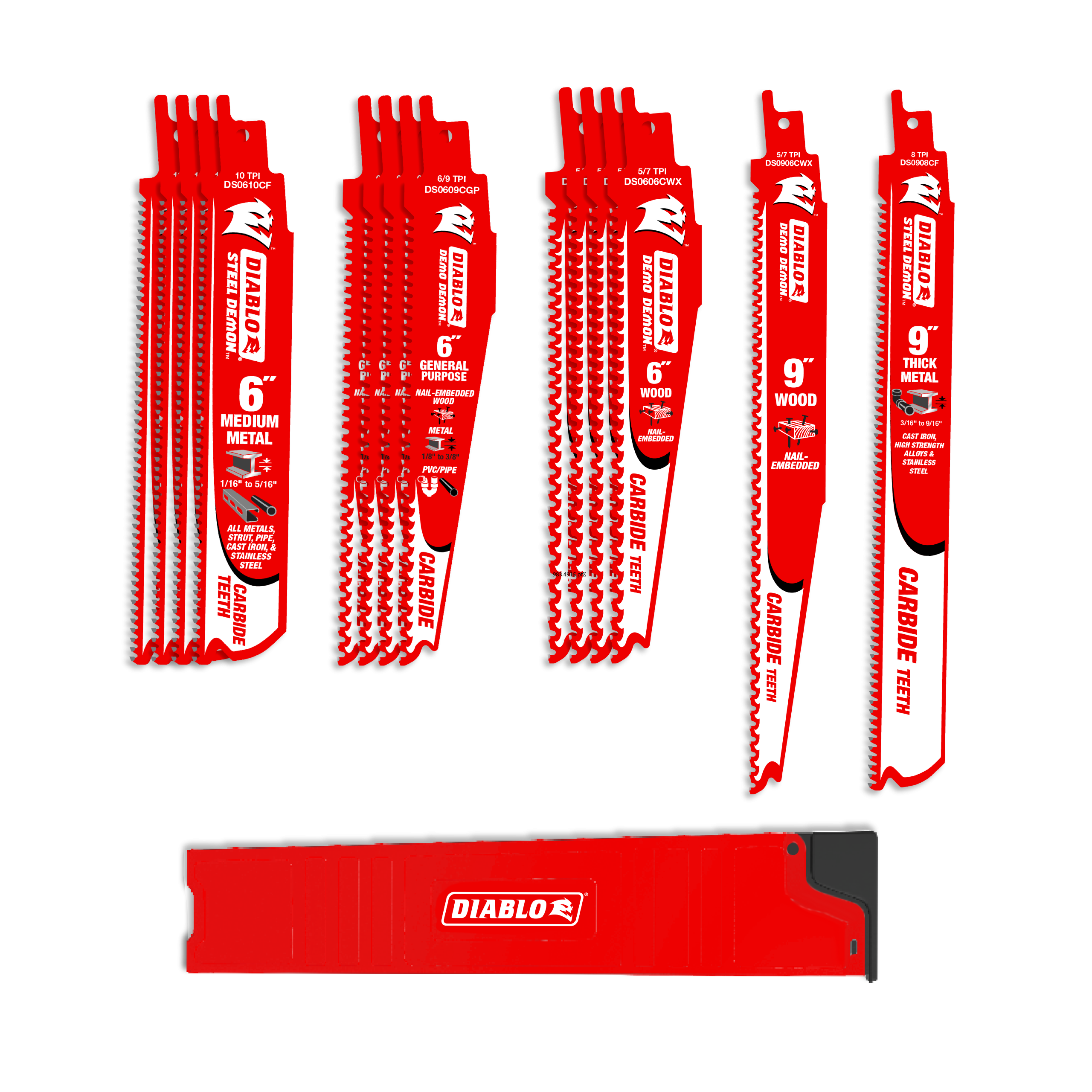 Diablo DS0014SC - Demo Demon™ & Steel Demon™ Carbide Teeth Reciprocating Blade Set (14-pc)