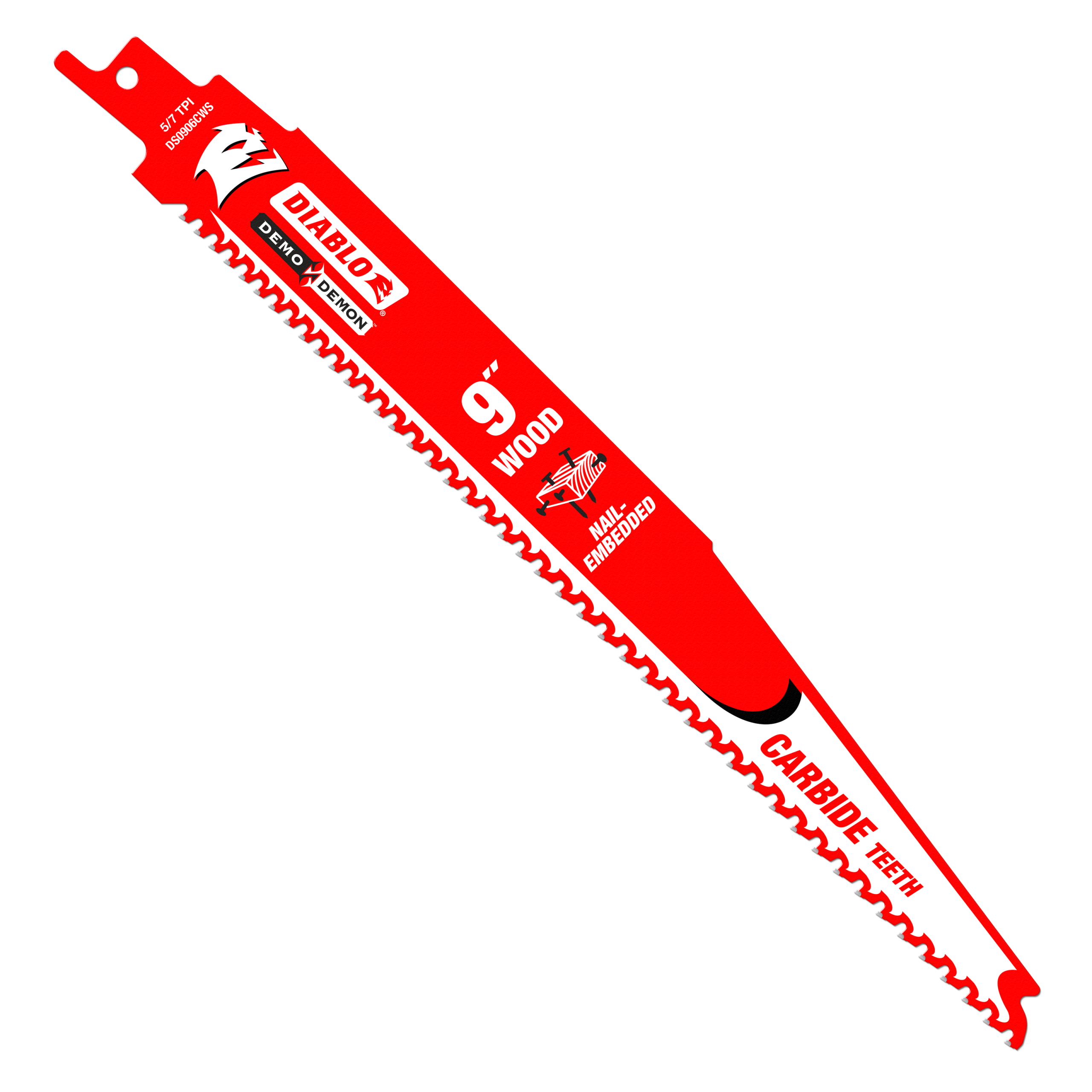 Diablo DS0906CWS3 - 9" 5/7 TPI Demo Demon™ Carbide Teeth Reciprocating Saw Blades for Nail-Embedded Wood (3 Pk)