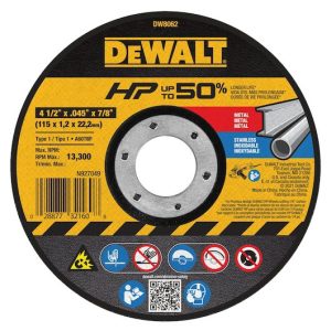 Dewalt DW8062 – Abrasive Cut-Off Wheel: Type 1, 4 1/2″, 60 Grit