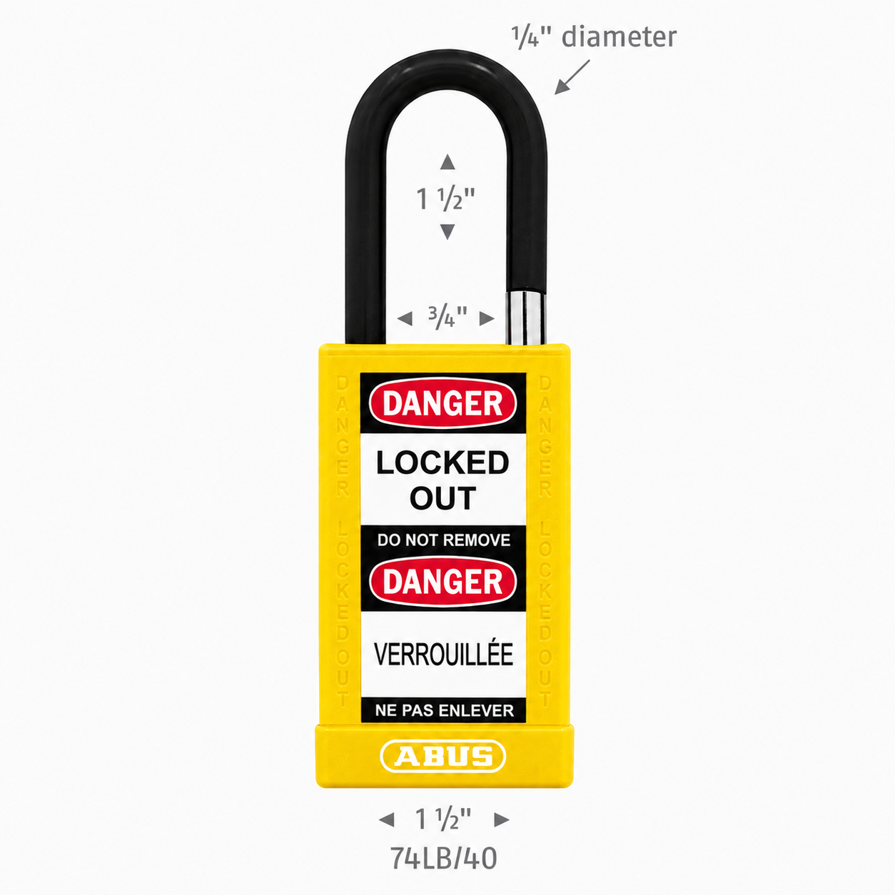 ABUS 74MLB/40 Non-Conductive Safety Lockout Padlock 6-Pack Yellow 1-1/2″ Shackle Keyed Different (20188)