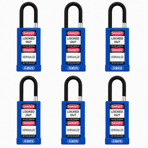 ABUS 74MLB/40 Non-Conductive Safety Lockout Padlock 6-Pack Blue 1-1/2″ Shackle Keyed Different (20185)