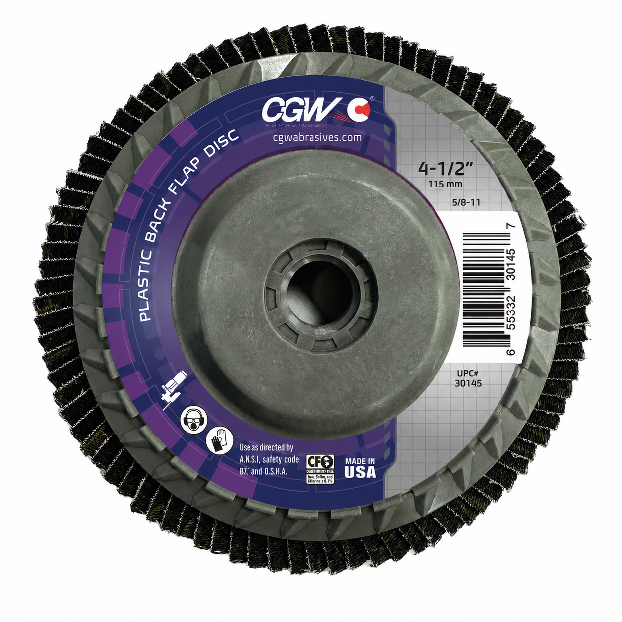 CGW Abrasives 30162 6 X 5/8 - 11 Zirconia XL Plastic Backed Flap Disc 40 Grit 10 Pack