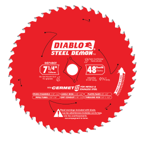 Diablo D0748CFA - 7-1/4" x 48-Teeth Steel Demon™ Cermet II Saw Blade for Medium Metal