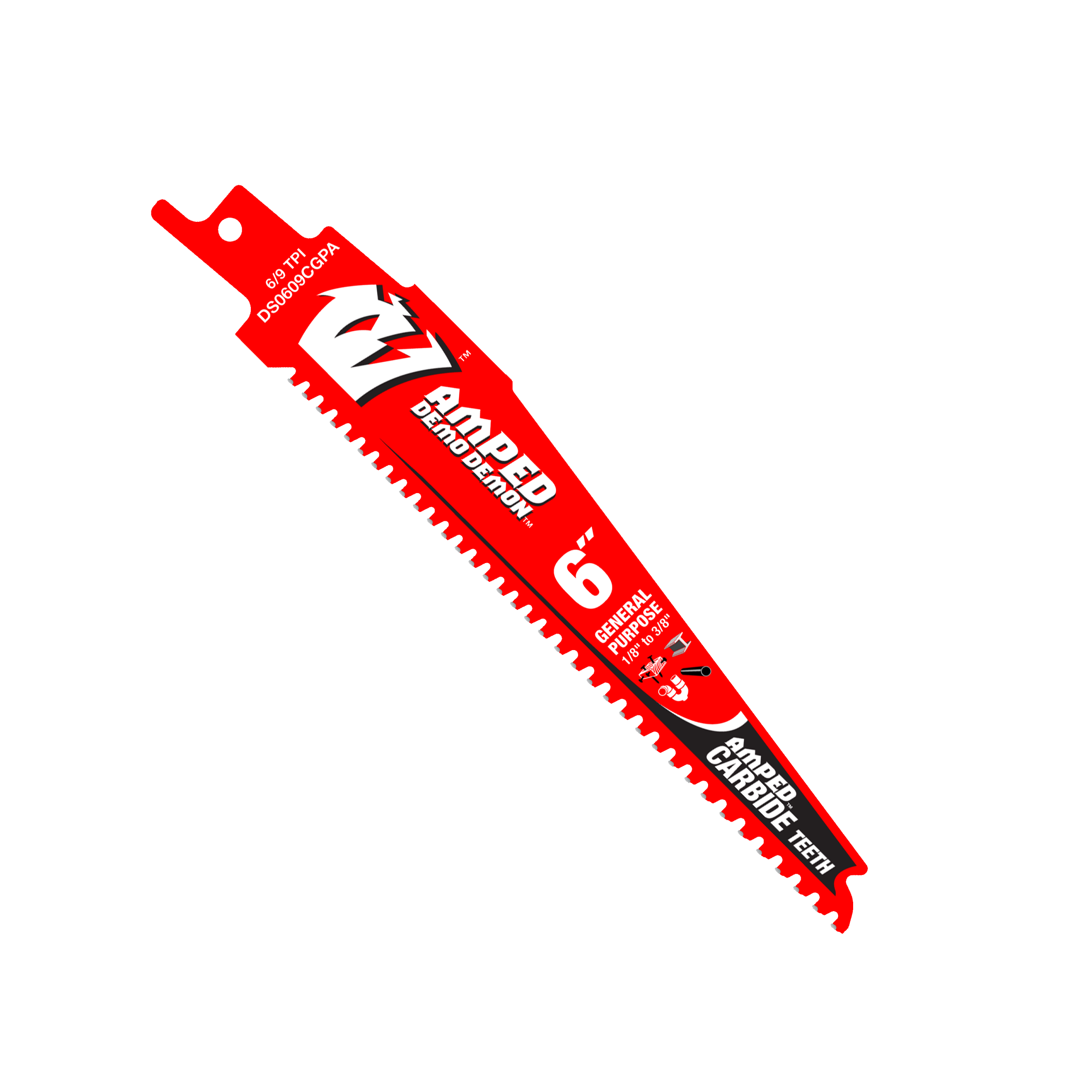 Diablo DS0609CGPA3 - 6" 6/9TPI AMPED™ Demo Demon™ Carbide Teeth Reciprocating Saw Blades for General Purpose Cuts (3-pk)