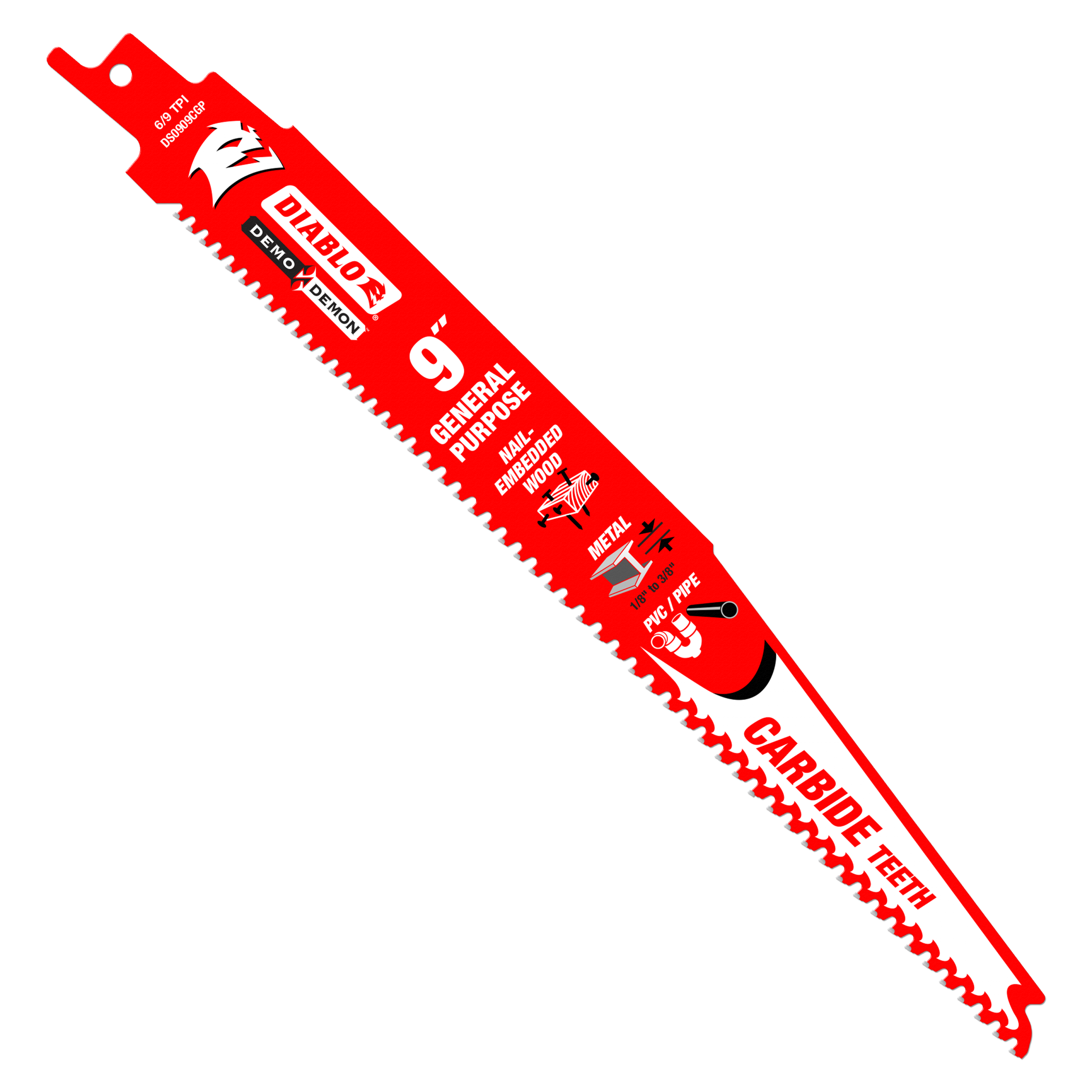 Diablo DS0909CGP3 - 9" 6/9 TPI Demo Demon™ Carbide Teeth Reciprocating Saw Blades for General Purpose Cuts (3-pk)