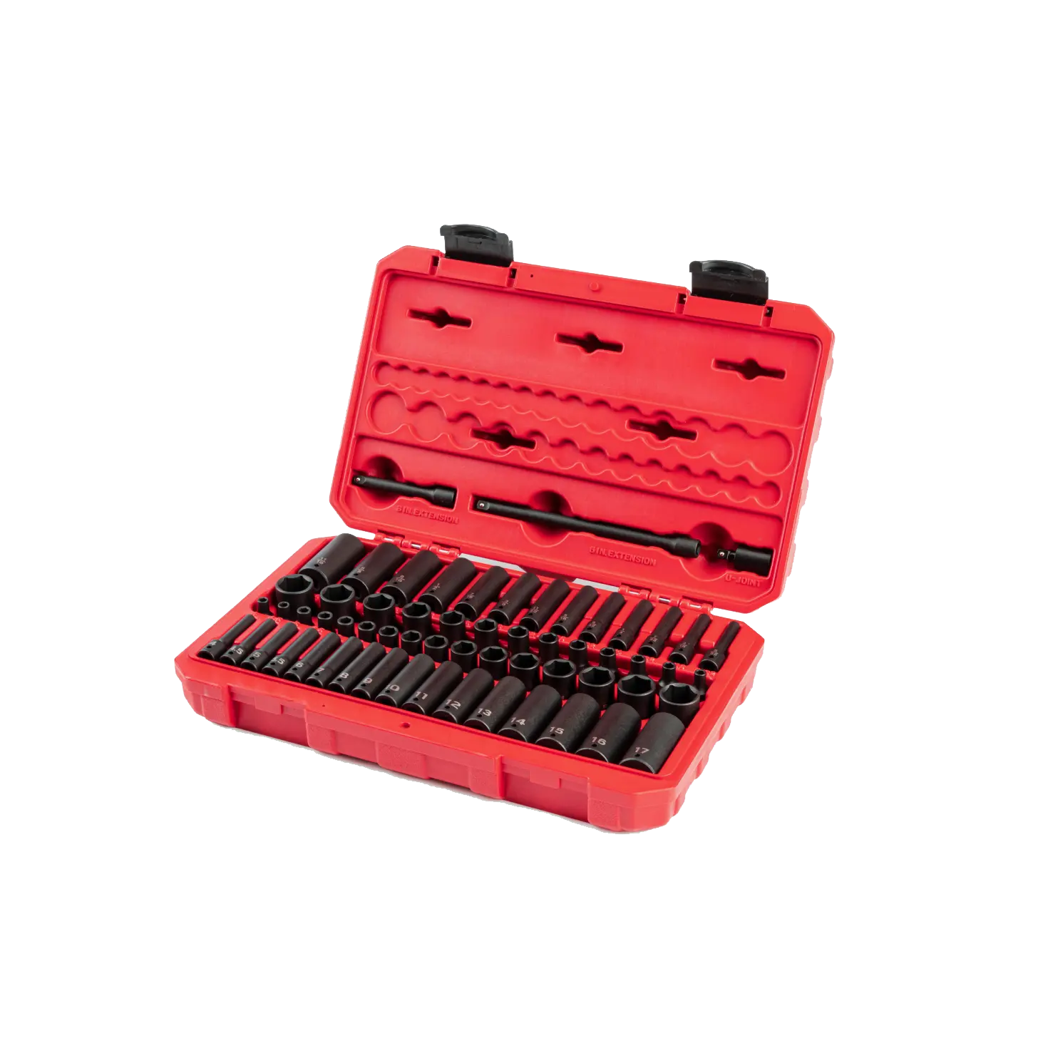 TEKTON SID90403 61-Piece 1/4 Inch Drive Shallow and Deep 6-Point Impact Socket and Accessory Set with Case (5/32 - 11/16 in., 4 - 17 mm)