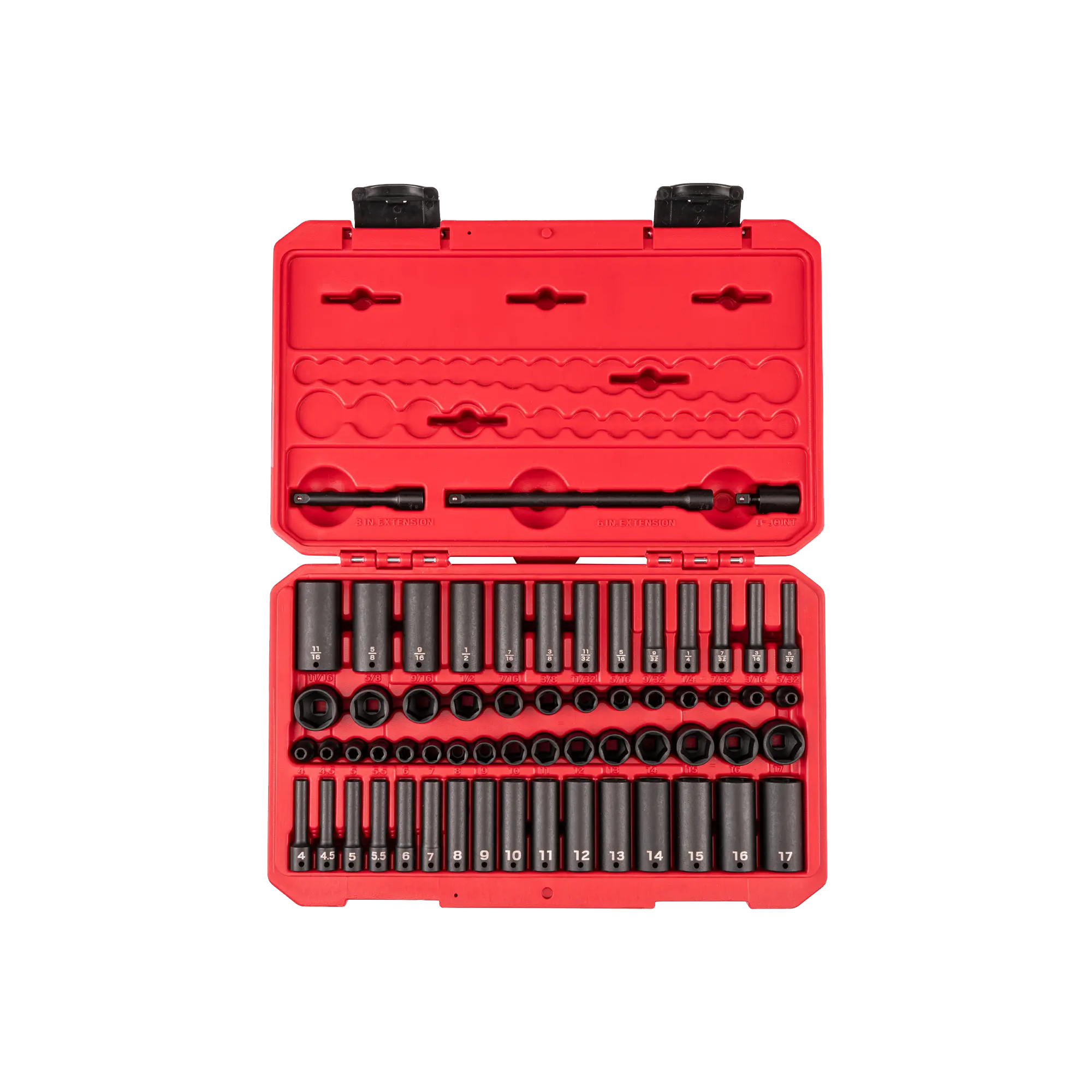 TEKTON SID90403 61-Piece 1/4 Inch Drive Shallow and Deep 6-Point Impact Socket and Accessory Set with Case (5/32 - 11/16 in., 4 - 17 mm)