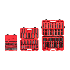 TEKTON SID99403 220-Piece 1/4", 3/8" & 1/2" Drive 6-Point Shallow & Deep Impact Socket and Accessory Set with Cases